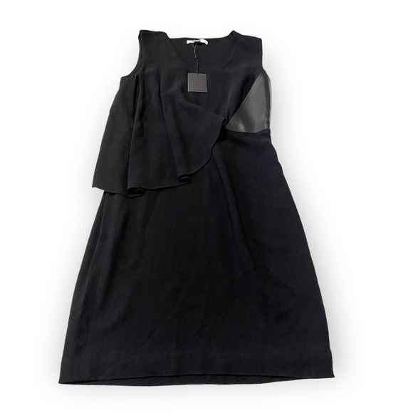NWT Alexander Wang Black Sheath Dress with Leather Inset, Size 10 - Picture 7 of 15